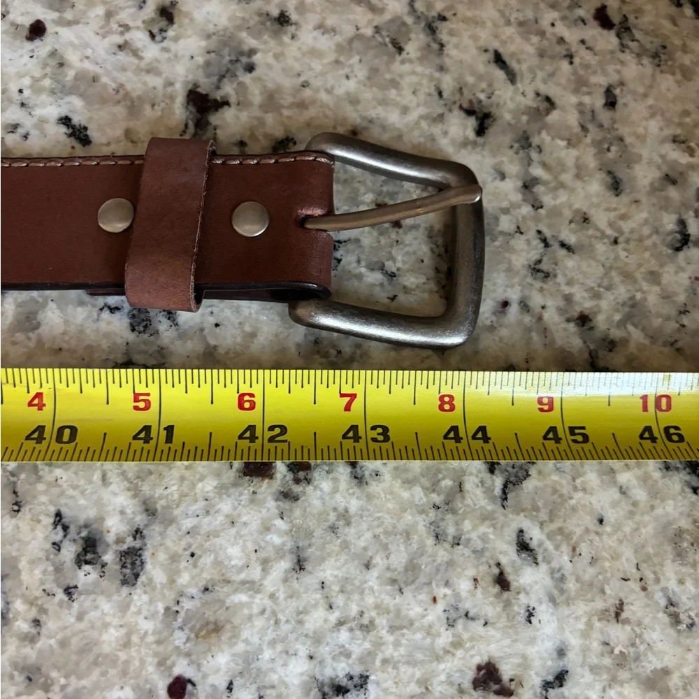 Belt Large Buckle Brown Leather Size 38
